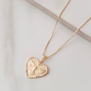 Dove Heart Necklace | 18k Gold Filled